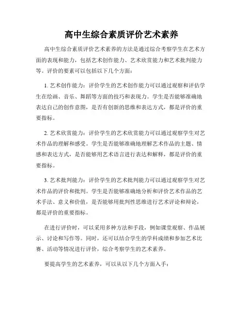 高中生综合素质评价艺术素养