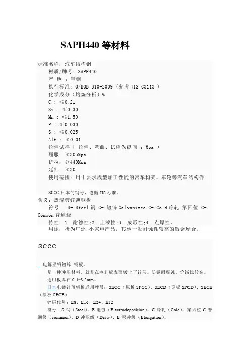 SAPH440等材料