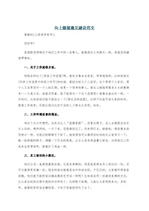 向上级提意见建议范文