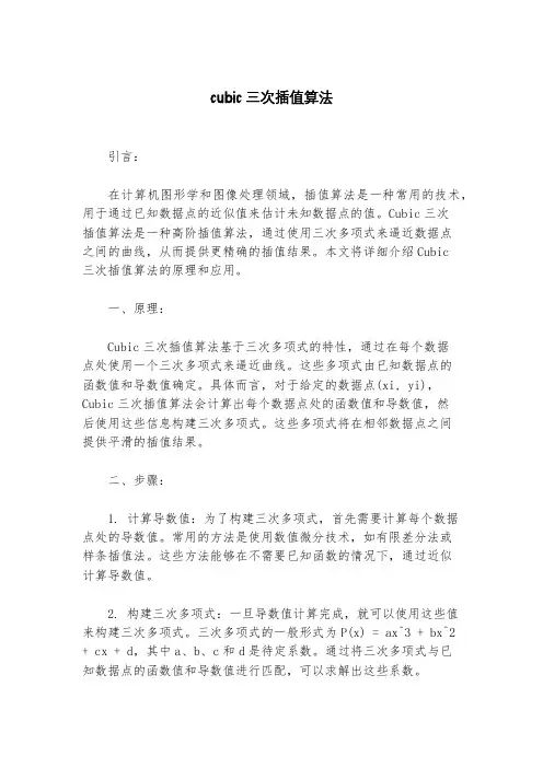 cubic三次插值算法