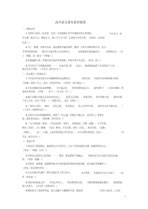 高中语文课本素材梳理