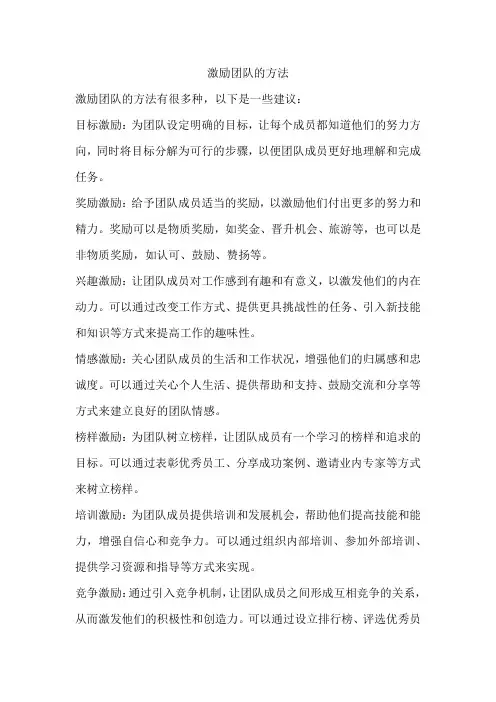 激励团队的方法