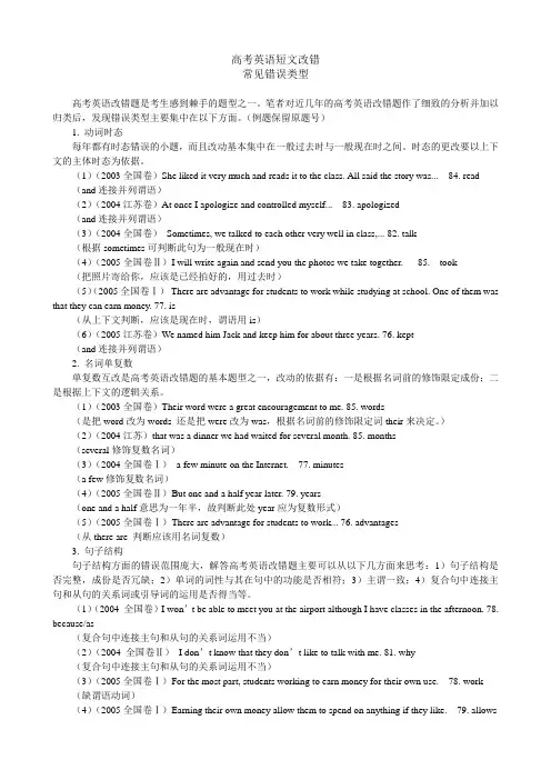 高考英语短文改错常见错误类型[1]