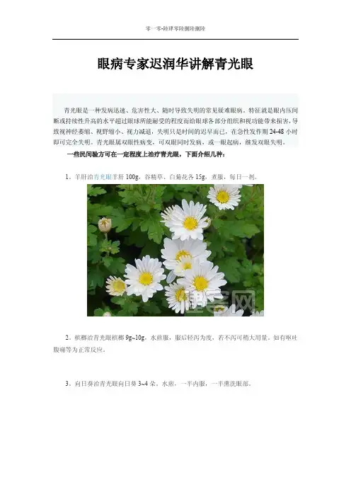 眼病专家迟润华讲解青光眼