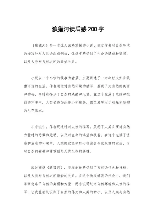 狼獾河读后感200字
