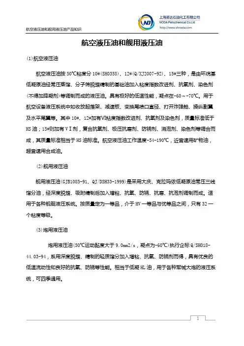 航空液压油和舰用液压油