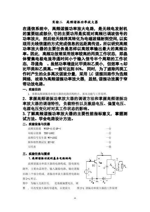 实验二  高频谐振功率放大器