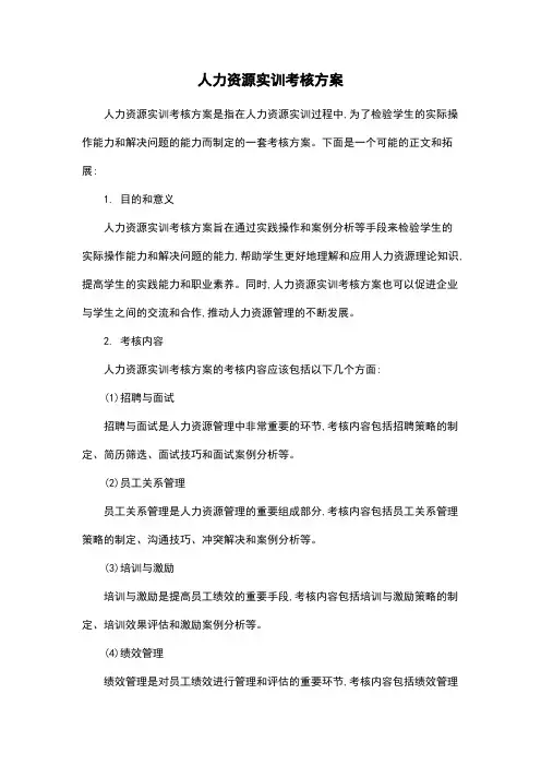 人力资源实训考核方案