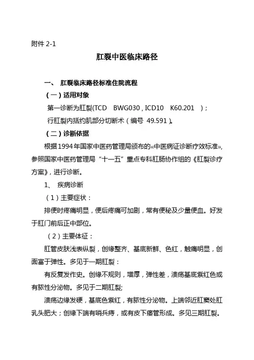 1肛裂中医临床路径