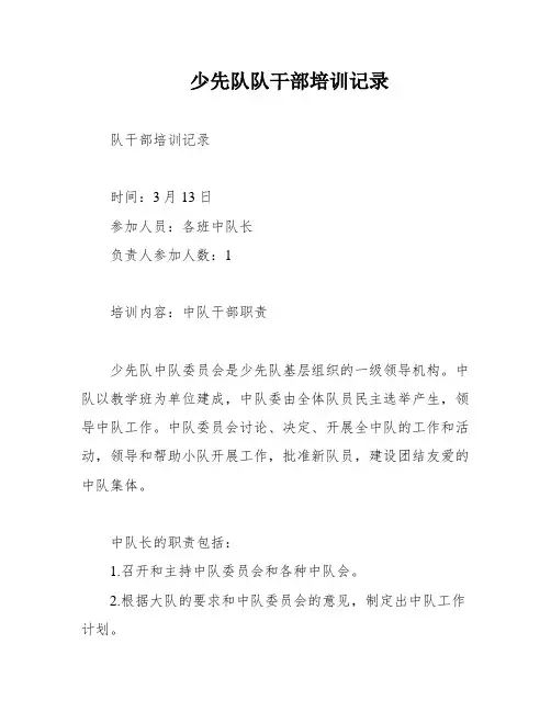 少先队队干部培训记录
