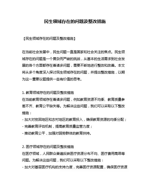 民生领域存在的问题及整改措施