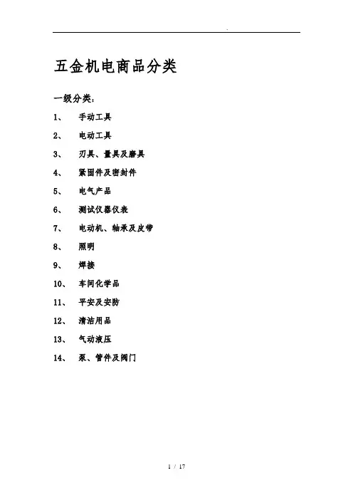 五金机电商品分类