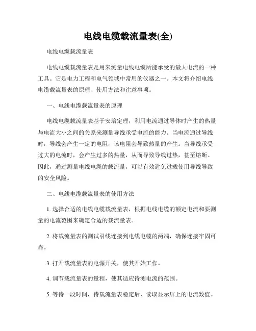 电线电缆载流量表(全)