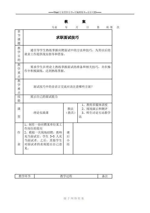 面试技巧教案