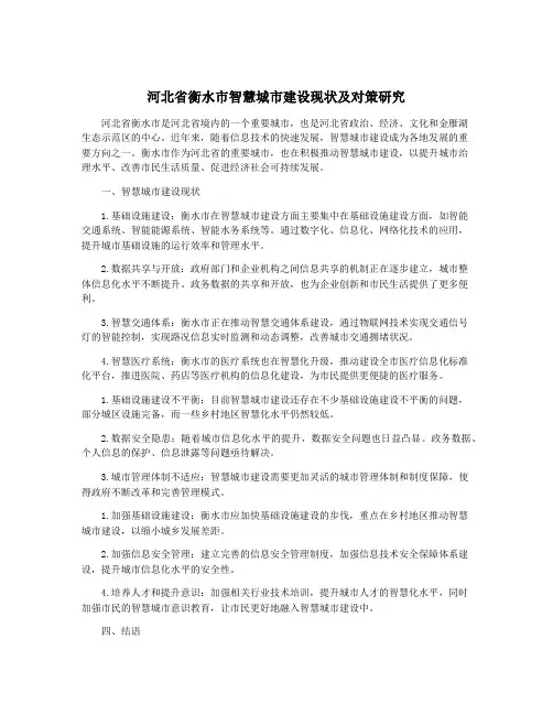 河北省衡水市智慧城市建设现状及对策研究