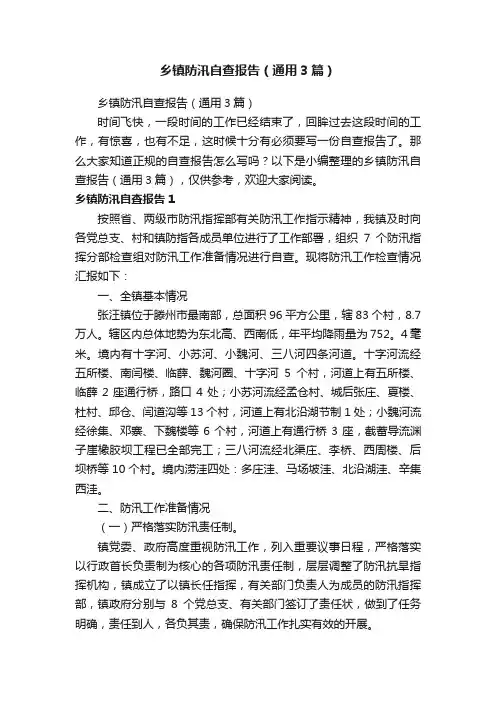 乡镇防汛自查报告（通用3篇）