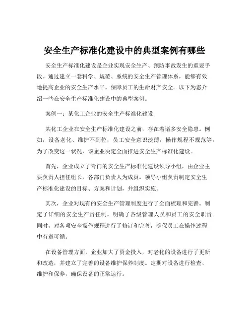 安全生产标准化建设中的典型案例有哪些