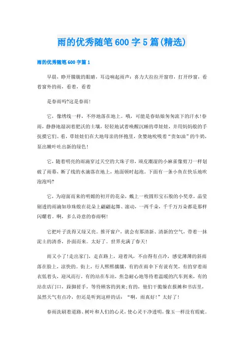 雨的优秀随笔600字5篇(精选)