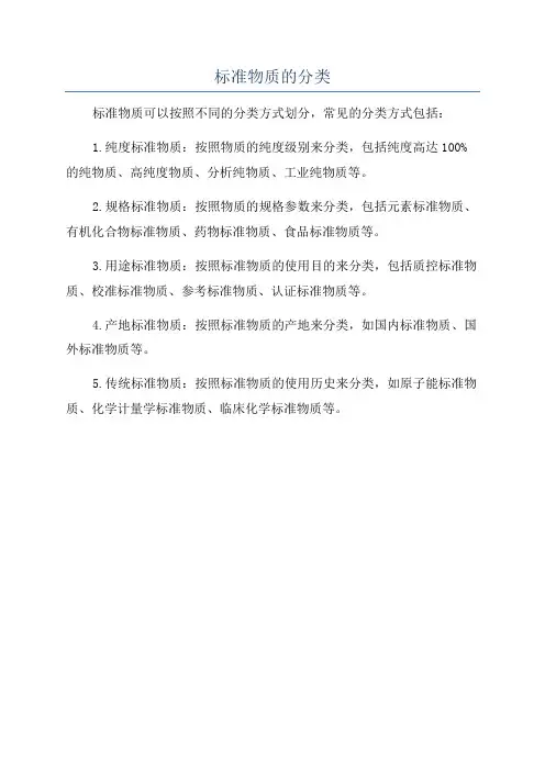 标准物质的分类