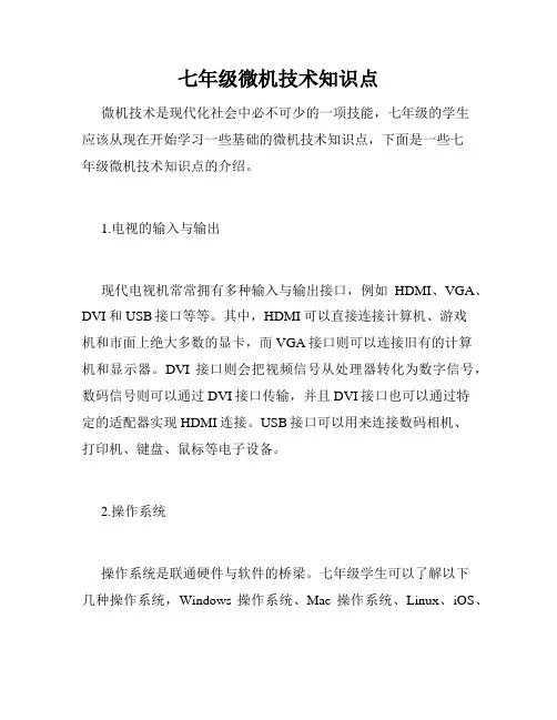 七年级微机技术知识点