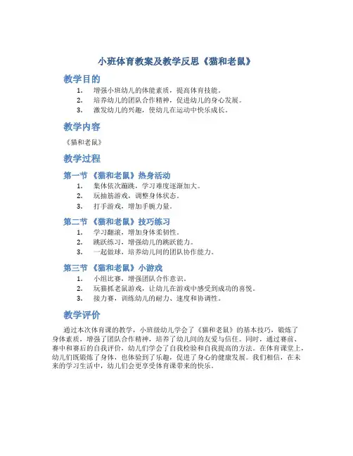 小班体育教案及教学反思《猫和老鼠》