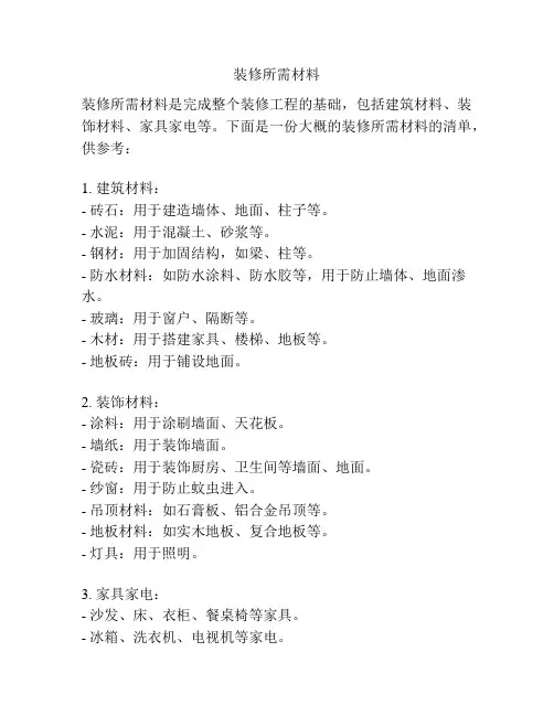 装修所需材料