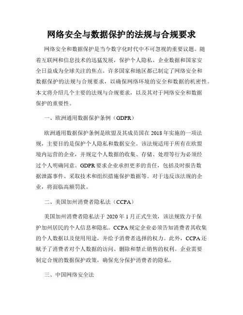 网络安全与数据保护的法规与合规要求