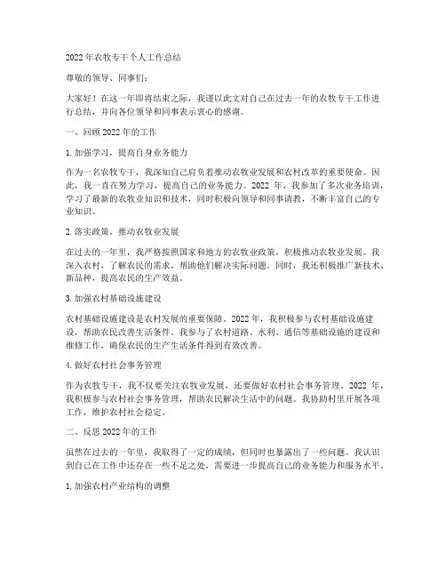 农牧专干个人工作总结2022