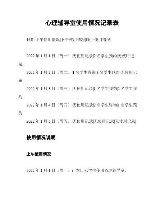 心理辅导室使用情况记录表