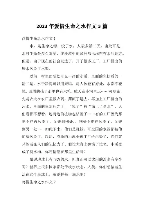 2023年爱惜生命之水作文3篇
