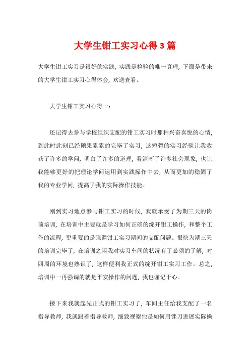 大学生钳工实习心得3篇