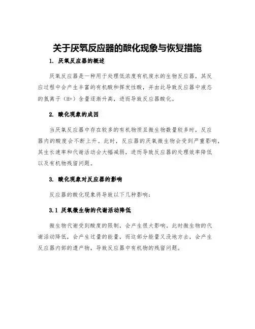 关于厌氧反应器的酸化现象与恢复措施