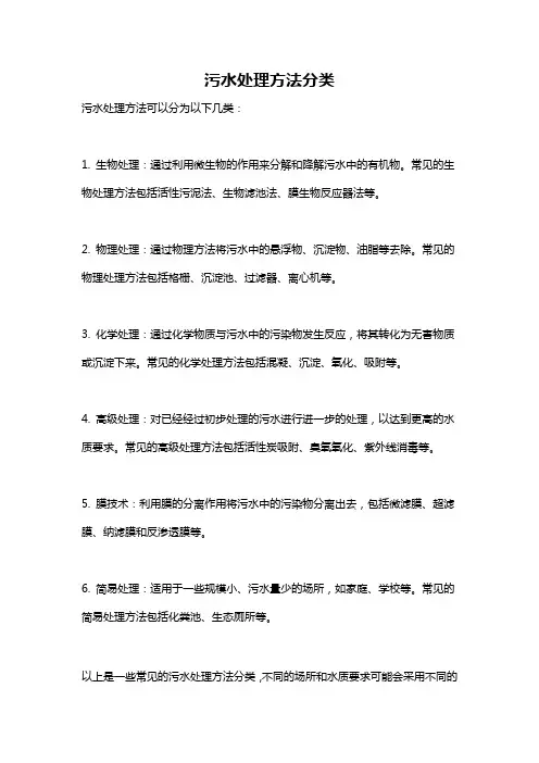 污水处理方法分类