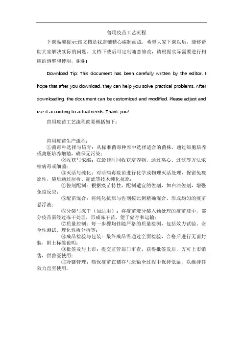 兽用疫苗工艺流程