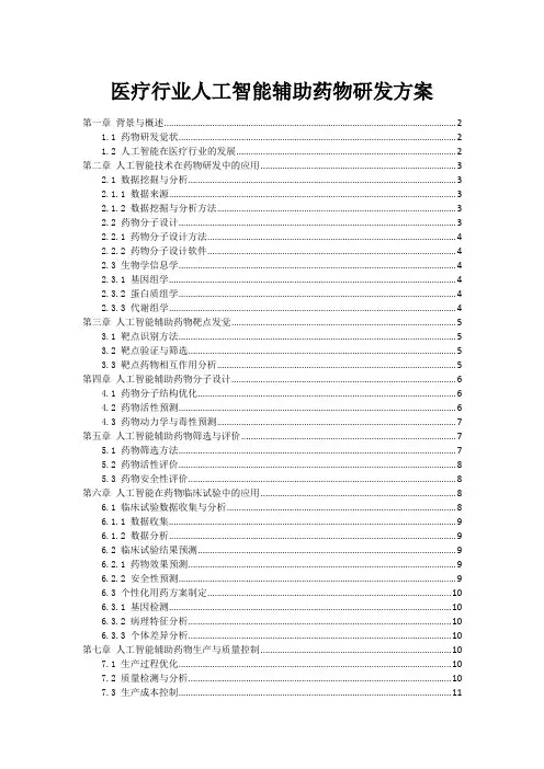 医疗行业人工智能辅助药物研发方案
