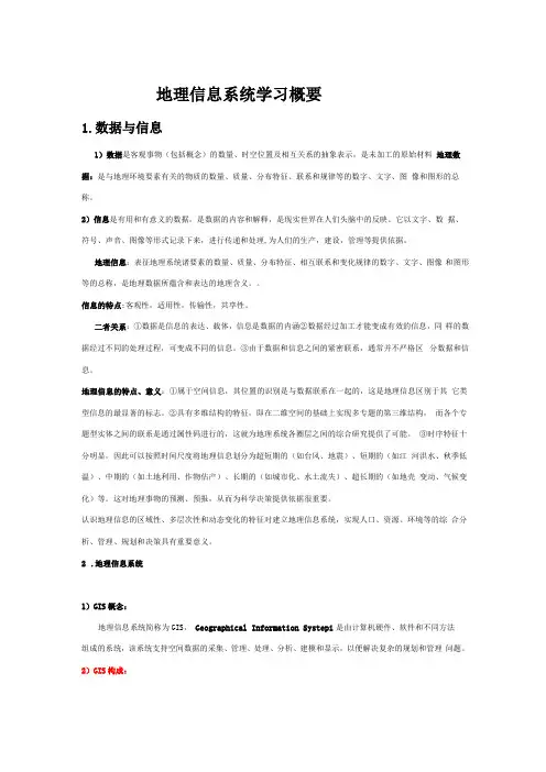 地理信息系统学习要点