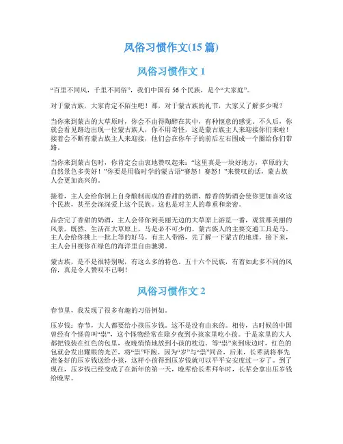 风俗习惯作文(15篇)