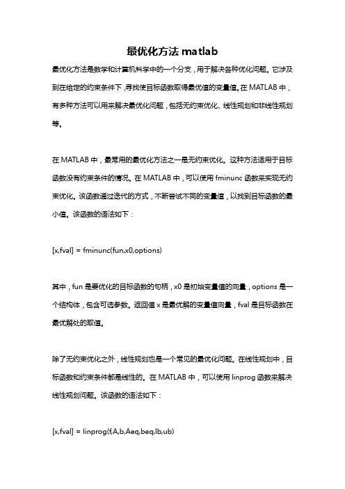 最优化方法matlab