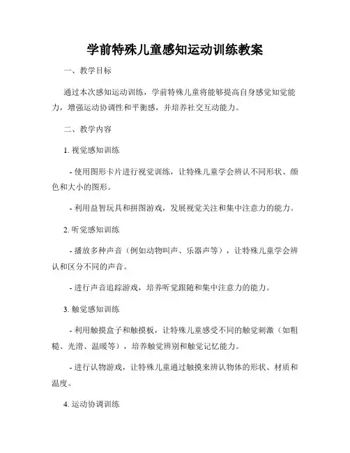 学前特殊儿童感知运动训练教案