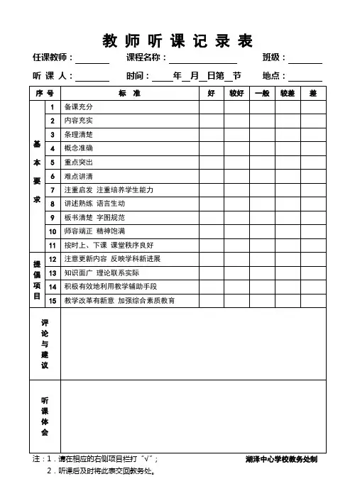 教师听课记录表