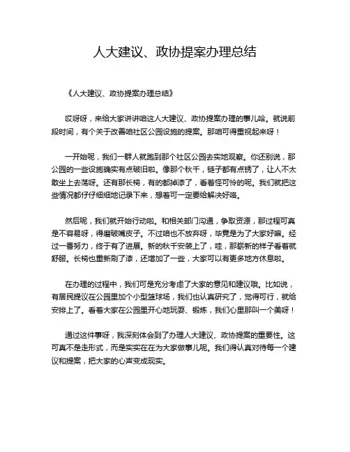 人大建议、政协提案办理总结