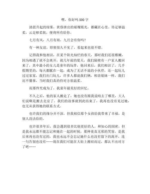 嘿,你好吗作文500字