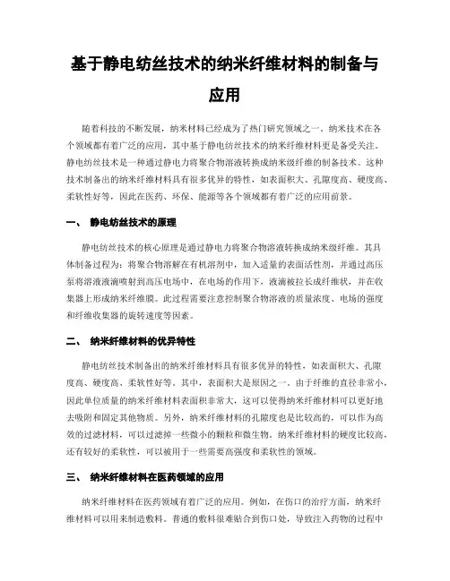 基于静电纺丝技术的纳米纤维材料的制备与应用
