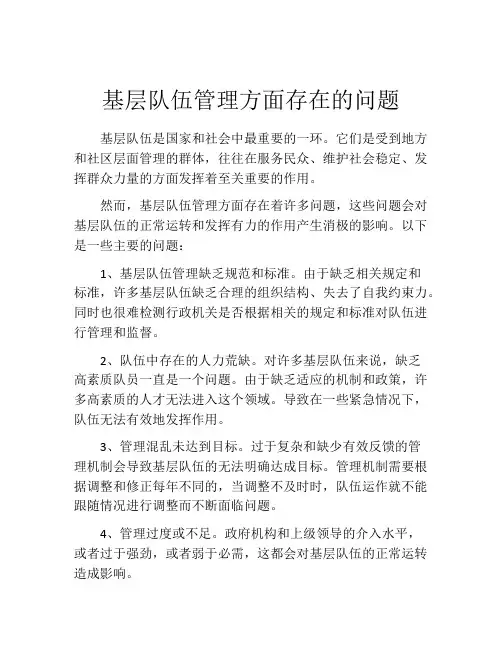 基层队伍管理方面存在的问题
