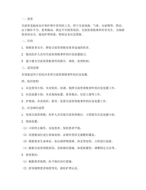 引流管滑脱的应急预案