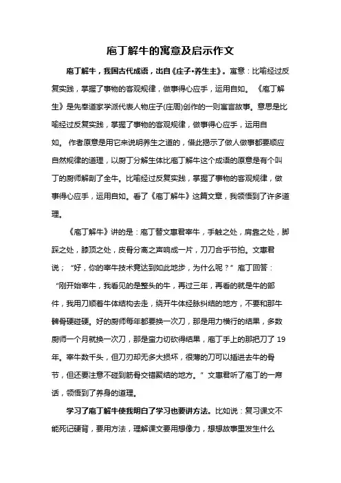 庖丁解牛的寓意及启示作文