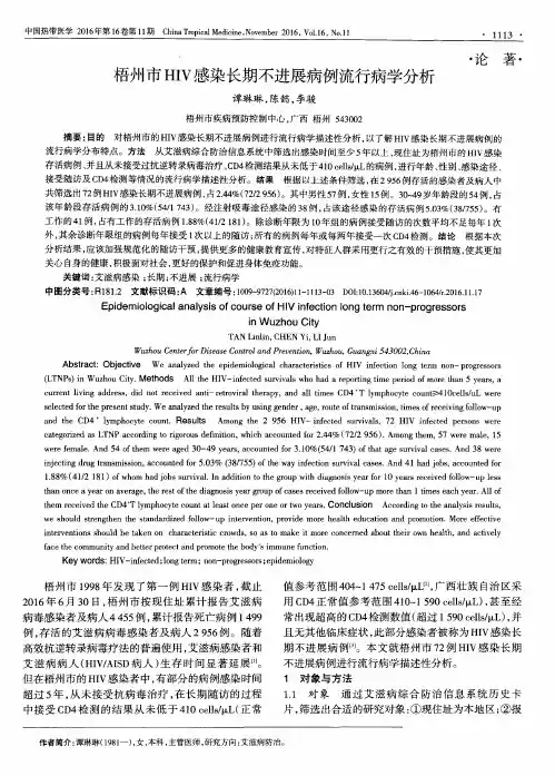 梧州市HIV感染长期不进展病例流行病学分析