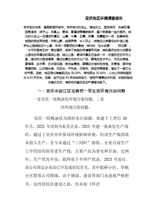 安庆地区环境调查报告