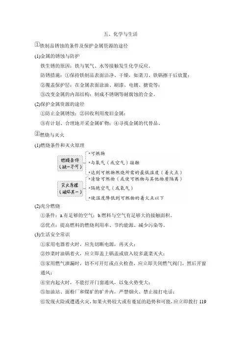 中考化学复习五化学与生活含答案