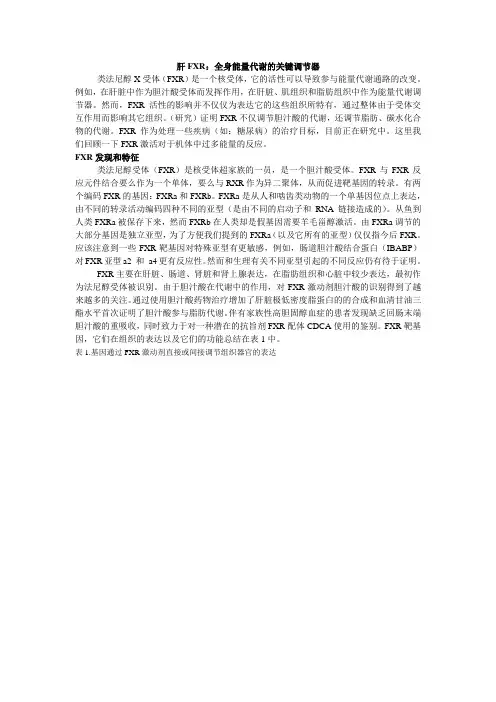 译文—肝FXR：全身能量代谢关键调节器系列
